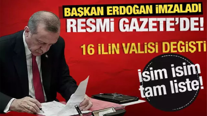 Vali atama kararnamesi, Resmi Gazete'de yayımlandı